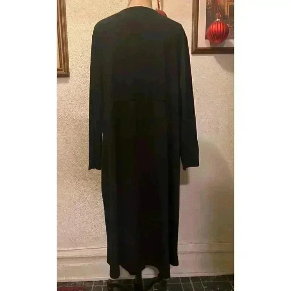 Long Sleeve V-Neck Faux Wrap Asymetrical Hem Maxi Dress Black NWT Size 24 - Picture 6 of 8